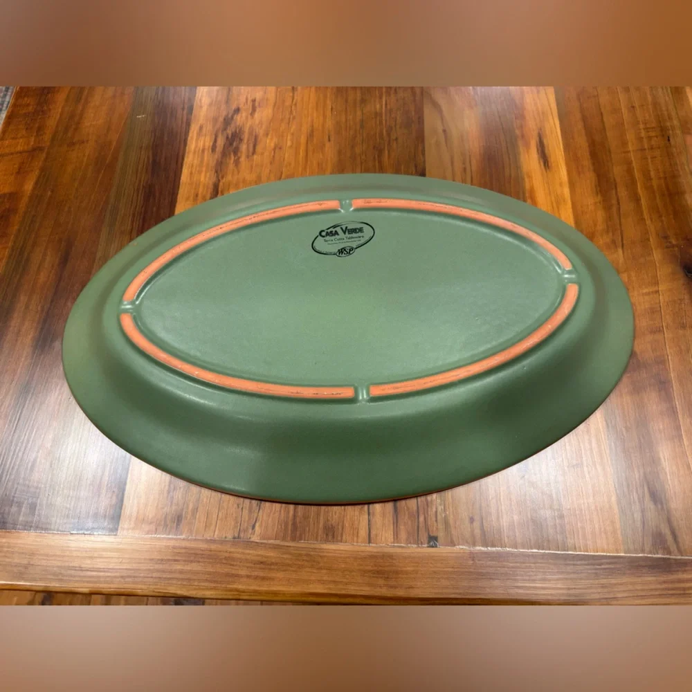 Casa Verde Terra Cotta WSP 18” Oval Serving Platter  - Green Terracotta